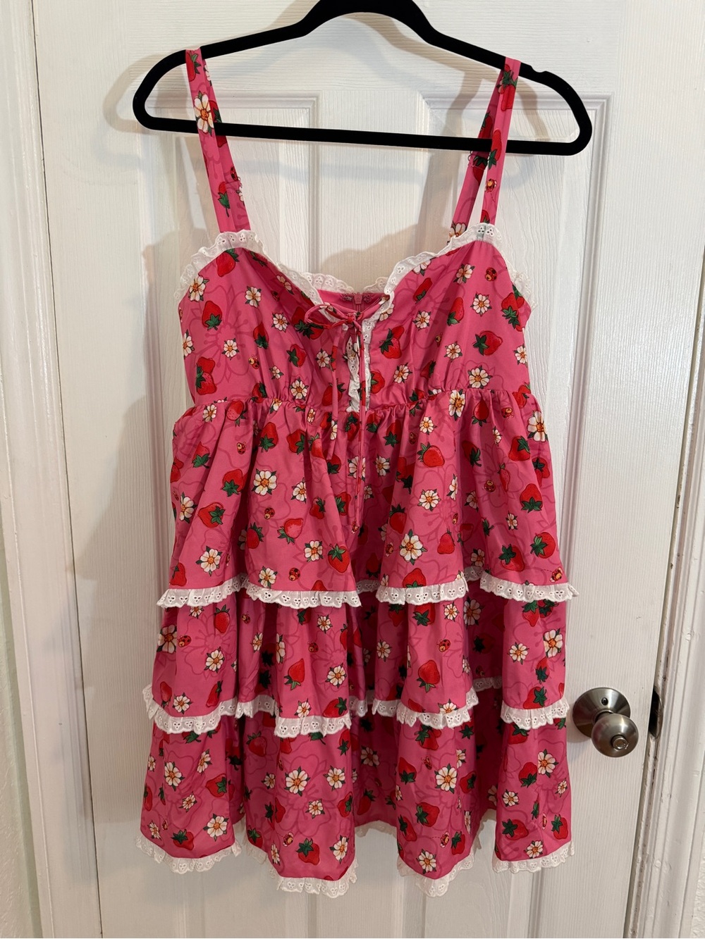 Dolls Kill Strawberry Shortcake Pink Tiered Mini Dress NWT Coquette Kawaii sz L